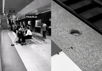 台鐵南港站濺血！女子「腳插月台破裂燈蓋」 急送醫縫多針