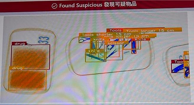 目前系統已能有效辨識常見高風險物品，並預計以每季新增辨識3種毒品與10種危安（險）物品為目標，朝向爆裂物偵測、航空郵包查緝等更廣泛應用邁進。（航警局提供／陳麒全桃園機場傳真）