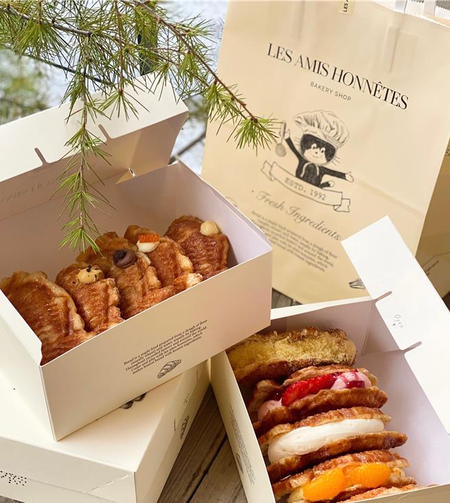 此次來台快閃的「可頌鯛魚燒」，被韓國網媒譽為「鯛魚燒界的愛馬仕」，共有杜拜巧克力、草莓卡士達、黃豆粉奶油等6款口味。（台北晶華酒店提供）