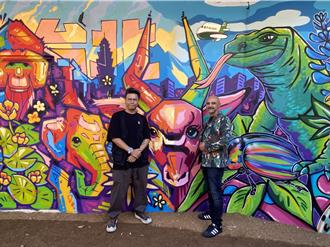 休士頓贈台北斑哥羚羊續雙城情誼 藝術家攜手打造紀念壁畫