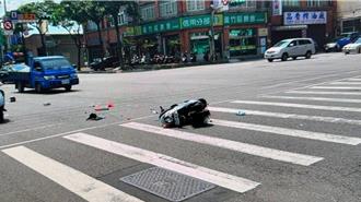 女騎士路口減速禮讓救護車 竟慘遭後方小貨車撞上