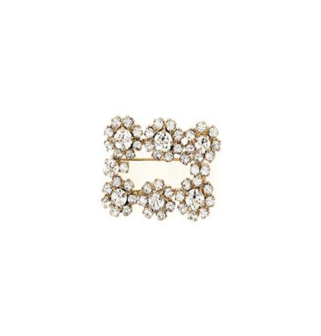 Roger Vivier Flowere Strass 淡金色花钻别针 ，1万3000元。（Roger Vivier提供）