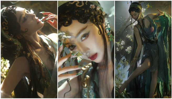 范冰冰化身「青蛇」，古裝辣開高衩。（圖／翻攝自范冰冰微博）