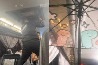 客運颱風夜像海盜船！逃生門被吹開拿傘擋 司機1暖舉乘客全飆淚