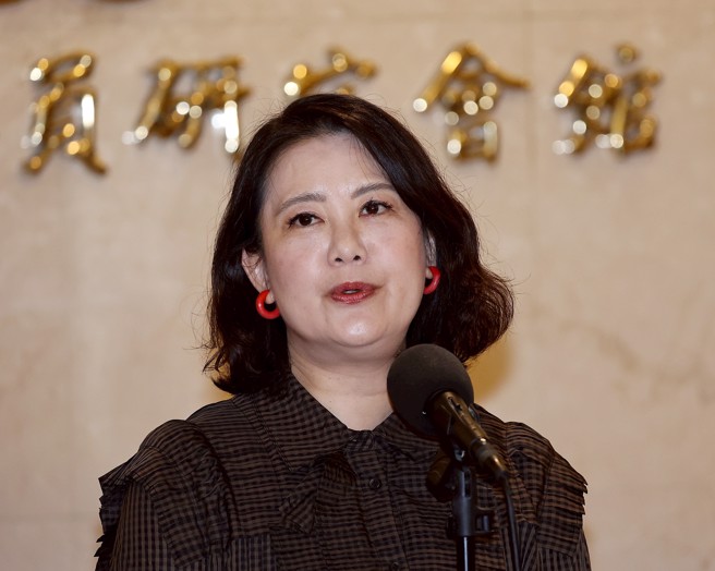 民進黨立法院黨團幹事長吳思瑤7日在立法院接受聯訪。（劉宗龍攝）