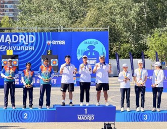 射箭世界盃》中華227比225險勝印度 勇奪馬德里站複合弓女團金牌