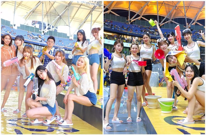 中信兄弟上周末在在台中洲際棒球場，舉辦「涼水祭」主題日，吸引大批球迷參加。（圖／Passion Sisters 中信兄弟啦啦隊 臉書）