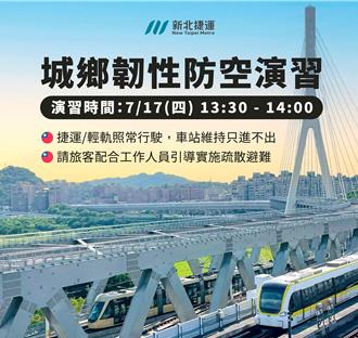 新北17日城鎮韌性防空演習 捷運照開 