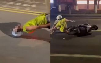 終於用腦了？陸男下腰頭磨地 網見結局笑：安全帽沒白戴