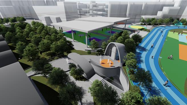 永平国小地下停车场工程以人本交通做为校园整体规画重点。（新北市交通局提供）