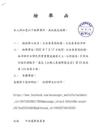張啓楷、林沛祥昨晚談民調  吳崢具名檢舉：最高罰200萬