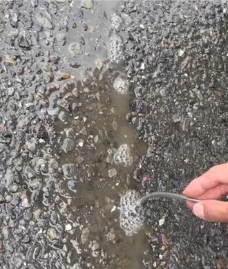 高雄路面裂縫狂冒氣泡嚇壞民眾   一查竟是這原因