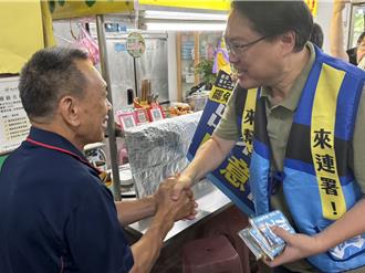 林右昌赴汐止掃街 握手催罷免票高喊與公民同行