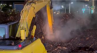 丹娜絲吹倒萬株樹木 堆置區疑「悶燒」冒白煙 嘉市環保局曝真相