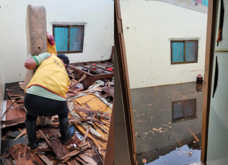 屋頂掀、母子困水中 丹娜絲災後兩周仍有家戶積水及腳踝