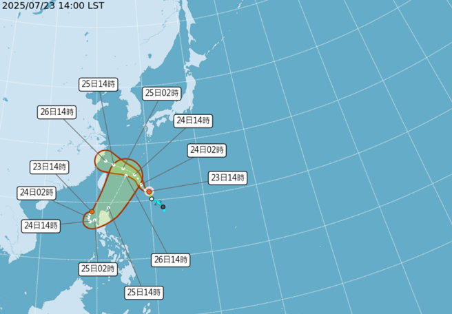 颱风论坛提醒，若范斯高衝太快，准竹节草就有可能避开吕宋岛，届时对南部影响会变大。（图／中央气象署）