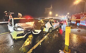 國1銅鑼段9車連環撞 1死7傷