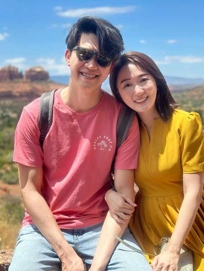 李美萱在交友软体上认识老公，成功完成婚姻大事。（图／翻摄自李美萱脸书）