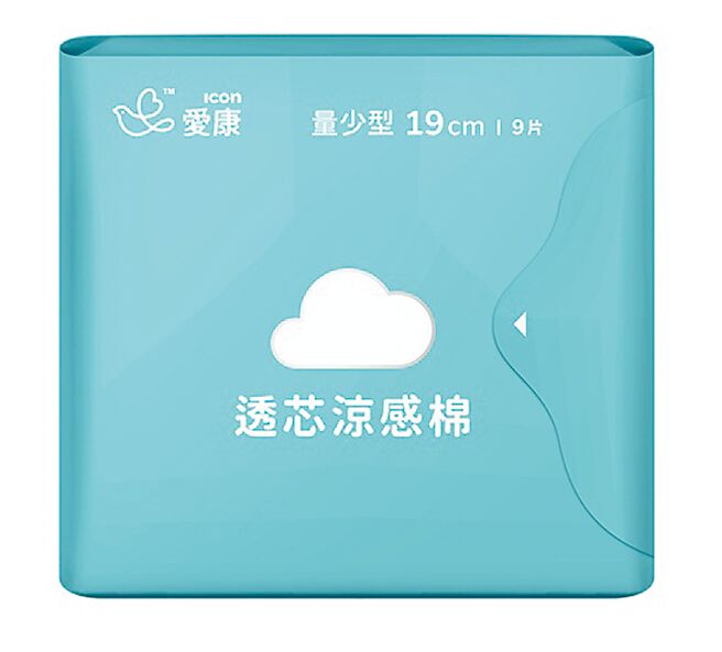 爱康凉感卫生棉量少型（19cm）9片，一包133元。（Coupang酷澎提供）