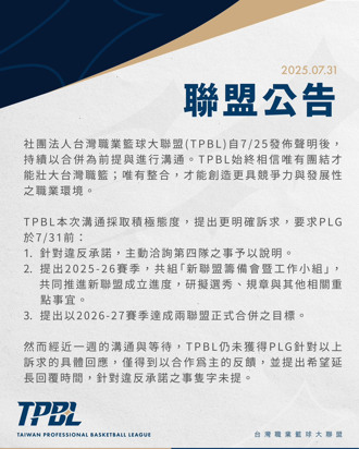 職籃》兩聯盟合併談判破裂 TPBL專注「獨自」準備新球季