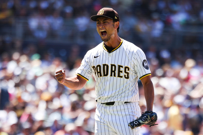 教士日籍強投達比修有投出本季代表作，順利奪下美、日通算第204勝，成為日籍投手第1人。（圖／美聯社）