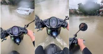 無畏豪大雨水淹及膝！他騎電動車代步 網揭後果