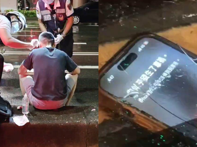 酒駕男手機跳出警示訊息，畫面顯示「您似乎發生了車禍」。（翻攝中天新聞）