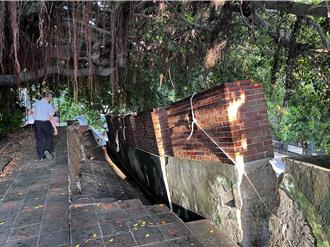 台南豪雨惹禍！237年歷史南門城垣段傾斜塌陷 緊急搶修