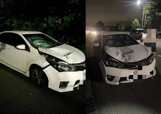 台中婦過馬路遭撞飛慘死　肇事車頭嚴重變形
