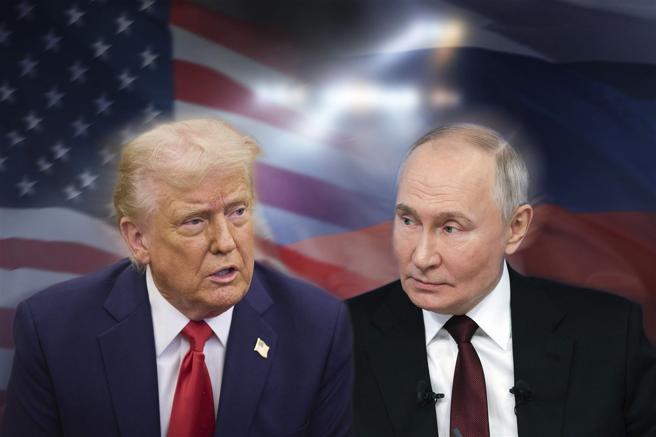  川普（左）与蒲亭15日将在阿拉斯加会晤，谈判乌俄停火条件。（达志影像／美联社资料照片）