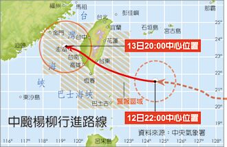 杨柳加速直扑 花东南台湾警戒