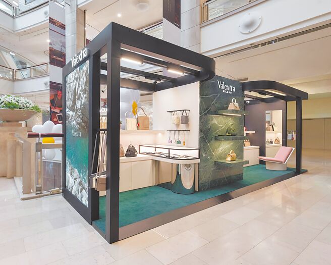 Valextra于台北101的2楼打造期间限定店，整体店装以几何架构为主轴，呼应品牌结构性强列的包款。 （Valextra提供）