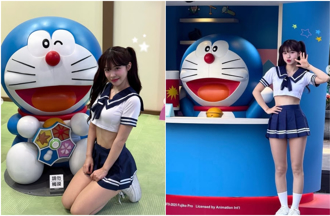 李多慧双马尾「解放水手服」合照哆啦A梦 网歪楼：静香哪有多慧香