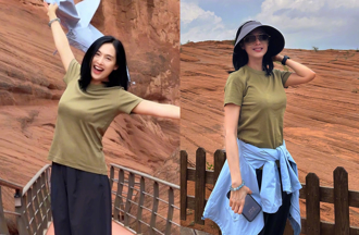 朱茵被传胸型离奇下垂　二度晒穿紧身T恤照打脸谣言