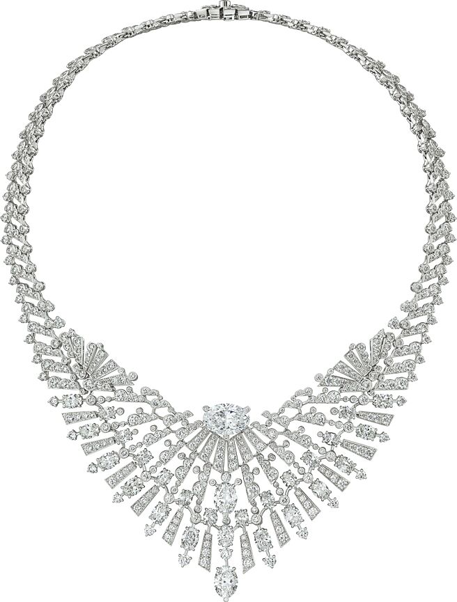 卡地亚在台举办《自然艺境》珠宝展，最贵的一件作品是GEOPELIA珠宝套组，此为套组中的项炼。（CARTIER提供）