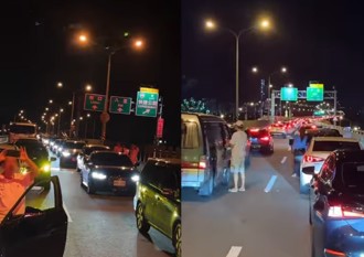 淡水煙火害台61變「大型停車場」 民眾下車拍照成奇觀