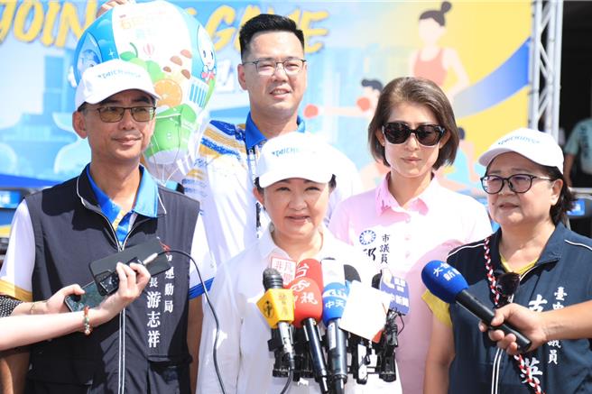 卢秀燕今天主持台中市全市运动大会。(李京升摄)