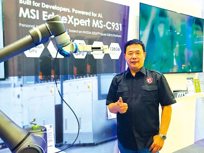 微星客製化產品事業本部協理黃亞密表示，隨著旗下AI AMR機器人在美、台、日等市場陸續出貨及開花結果，明年將進一步拓展歐洲市場。圖／翁毓嵐