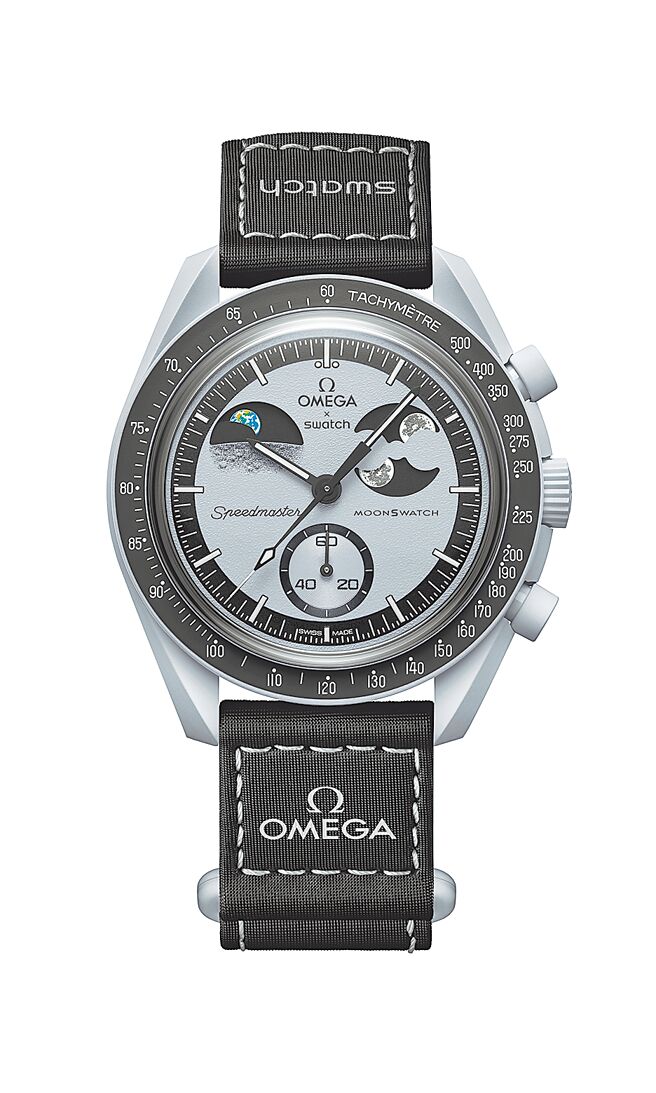 SWATCH MOONSWATCH系列Mission to the moonphase腕表款，1万400元。（SWATCH提供）