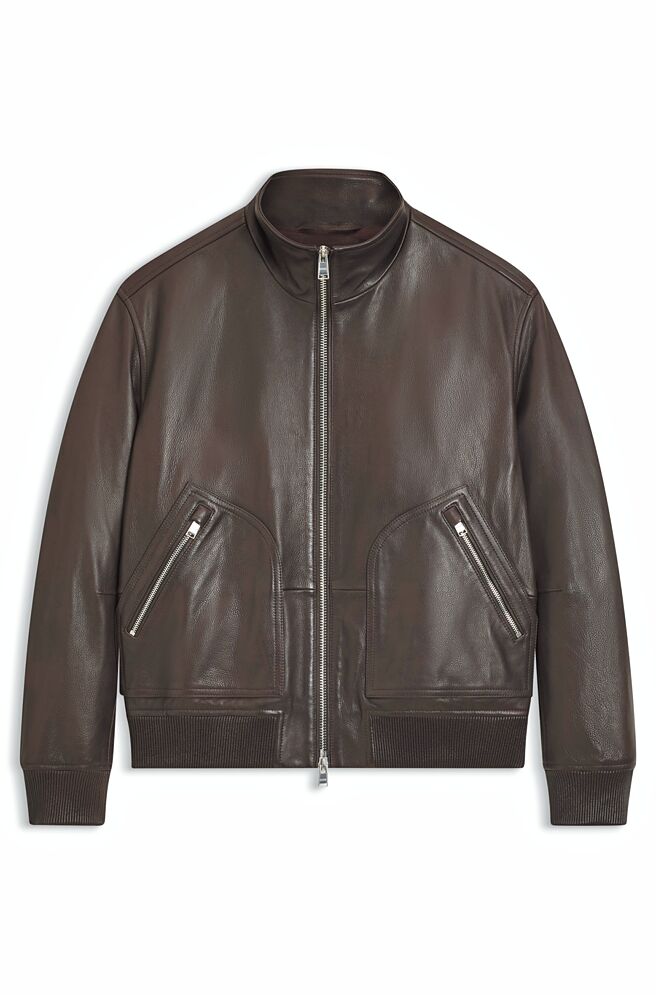 BOSS深褐色皮革外套，3万900元。（BOSS提供）