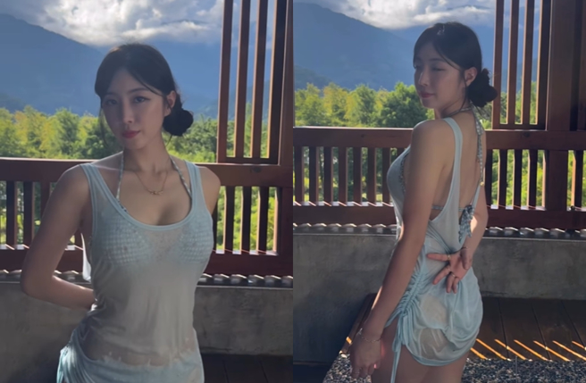 安芝儇脫了，濕身比基尼超辣。（圖／翻攝自安芝儇IG）