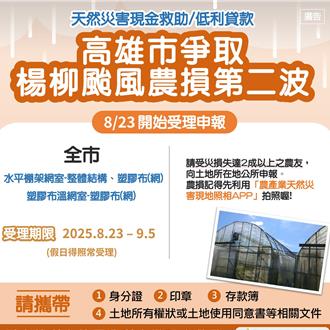 高雄楊柳颱風災損納入救助 農民申請教學一次看