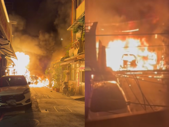 新店凌晨汽車路中央起火！「小瓦斯罐連爆」延燒民宅  釀8人送醫