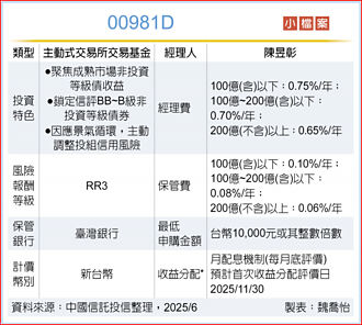 首檔非投等債主動式ETF 00981D今開募