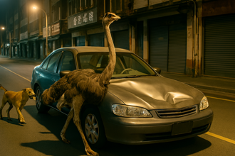 睡醒發現車遭撞擊凹陷！ 兇手竟是大長腿的「牠」