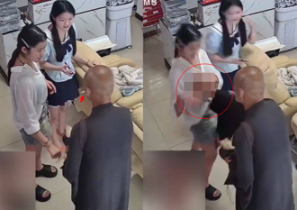 僧人叼菸闖美容店化緣 突伸鹹豬手對女店員襲胸