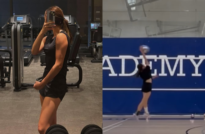 NeiNei與爸爸同樣喜好運動，還練出超狂手臂肌肉。（圖／IG@neinei.1010）