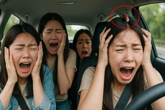 超恐怖！车上突惊见「小强」 引爆全车惊声尖叫