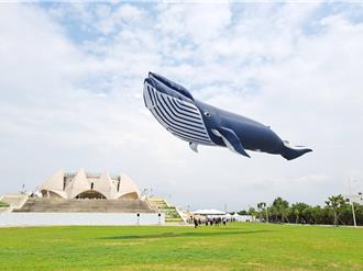 台中國際糕豐會登場 30公尺鯨魚風箏吸睛