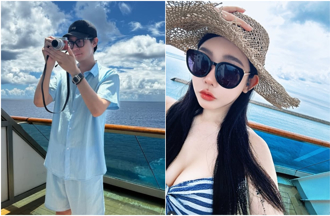 許允樂郵輪穿太辣！深V條紋衣包不住上圍 李玉璽1反應超真實